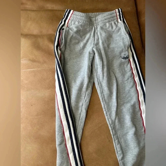Adidas Thick Light Gray Women’s Joggers RWB Stripes Size Small - Picture 6 of 11